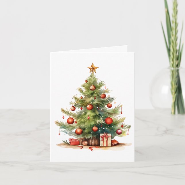 Cartão Árvore de Natal Personalizada Decorada (Frente)