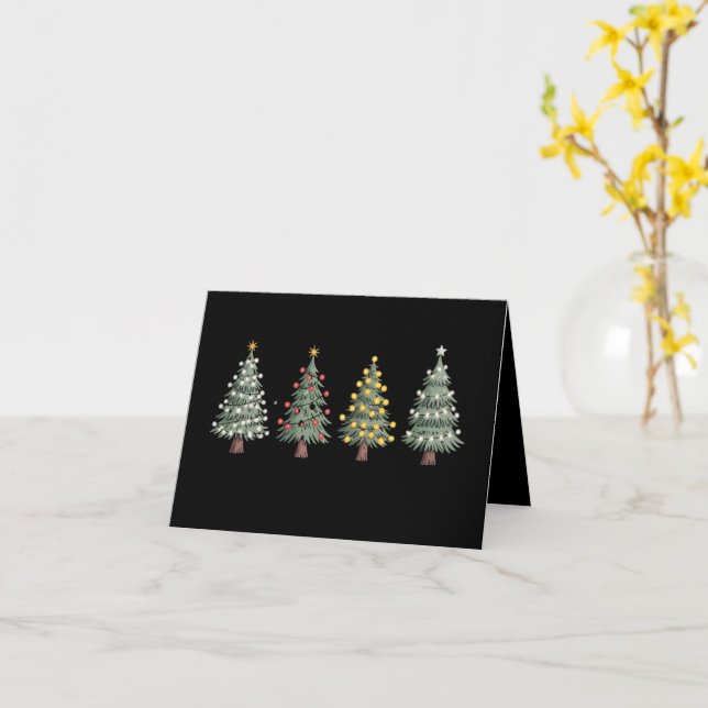 Cartão Árvore de Natal Presente de Férias Inverno  (Flor Amarela)