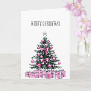 Cartão Árvore de Natal Rosa Glam