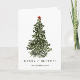 Cartão Árvore de Natal Simples de Aquarela