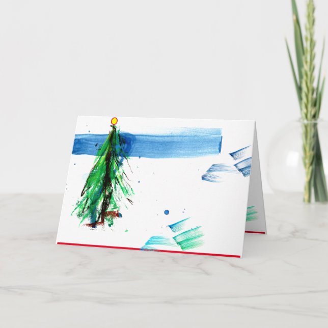 Cartão Árvore de Natal Simples na Floresta (Frente)