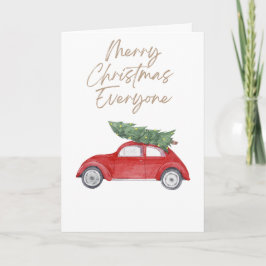 Cartão Árvore de Natal simples no telhado do carro