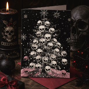 Cartão Árvore de Natal Skull Creepmas Gótica Assustadora
