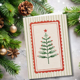 Cartão Árvore de Natal Vintage Retro Foto da Família Pers