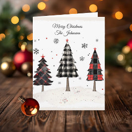 Cartão Árvore de Natal Xadrez Personalizada com Nome da F
