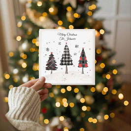 Cartão Árvore de Natal Xadrez Personalizada com Nome da F