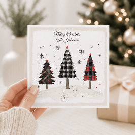 Cartão Árvore de Natal Xadrez Personalizada com Nome da F
