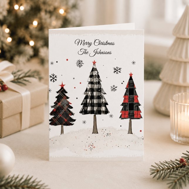 Cartão Árvore de Natal Xadrez Personalizada com Nome da F (Criador carregado)