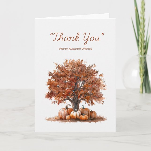 Cartão Árvore de outono de Watercolor com Bompkins (Frente)