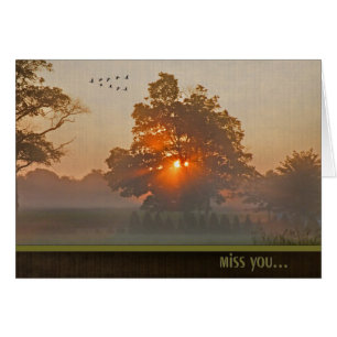 Cartão Árvore de outono em luz solar suja