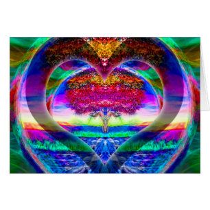 Cartão Árvore do coração do arco-íris de vida