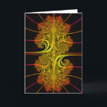 Cartão Árvore do Fractal da vida<br><div class="desc">Isto rendeu digital características dos trabalhos de arte do fractal um teste padrão intrincada de ramificação do design alaranjado,  vermelho,  e amarelo em um fundo preto.</div>