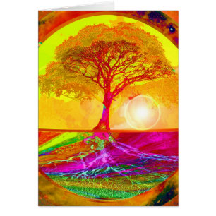 Cartão Árvore do nascer do sol da vida