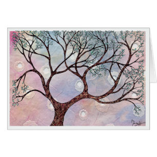 Cartão Árvore em Vellum com Fundo de Aquarela