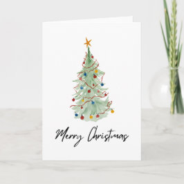 Cartão Árvore Natal Aquarela
