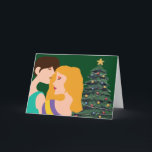 Cartão Árvore natalícia Lésbica Casal Art Belo<br><div class="desc">Belo cartão de Feliz Natal com um casal lésbico romântico. Duas gay mulheres se seguram em um abraço amoroso em frente a uma árvore de Natal festiva em um bonito cartão verde de feriado para seus amigos LGBT.</div>