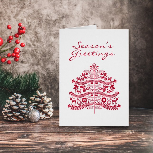 Cartão Árvore Nórdica de Natal da Red Scandinavian (Criador carregado)
