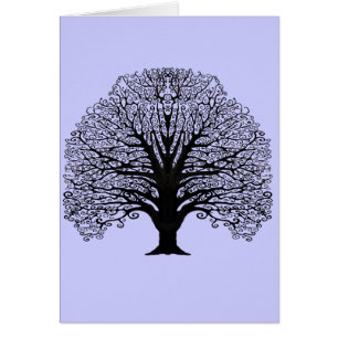 Cartão Árvore preta giratória Obrigado