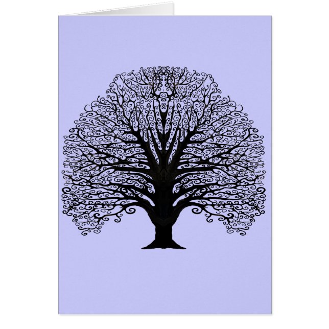 Cartão Árvore preta giratória Obrigado (Frente)