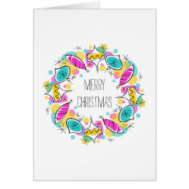 Cartão Árvore Retro Balbles Circular Texto de dentro de N