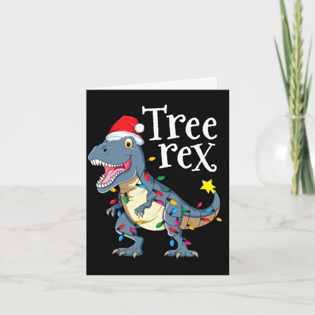 Cartão Árvore rex dinossauro natal  (Frente)