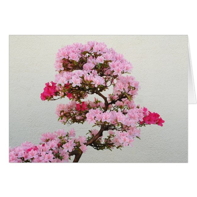 Cartão Árvore Rosa Bonsai (Frente Horizontal)