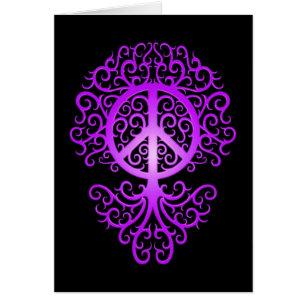 Cartão Árvore, roxo e preto da paz