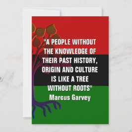 Cartão ÁRVORE SEM RAÍZES Marcus Garvey História Negra