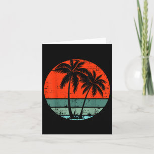 Cartão Árvore Tropical Palm Vintage Sunset Beach Retro St