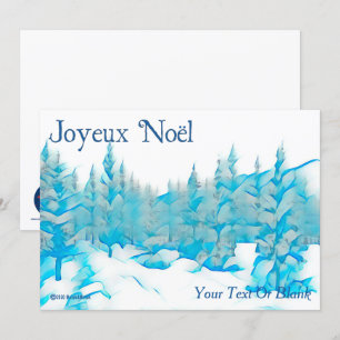 Cartão Árvores Azuis de Neve - Joyeux Noël
