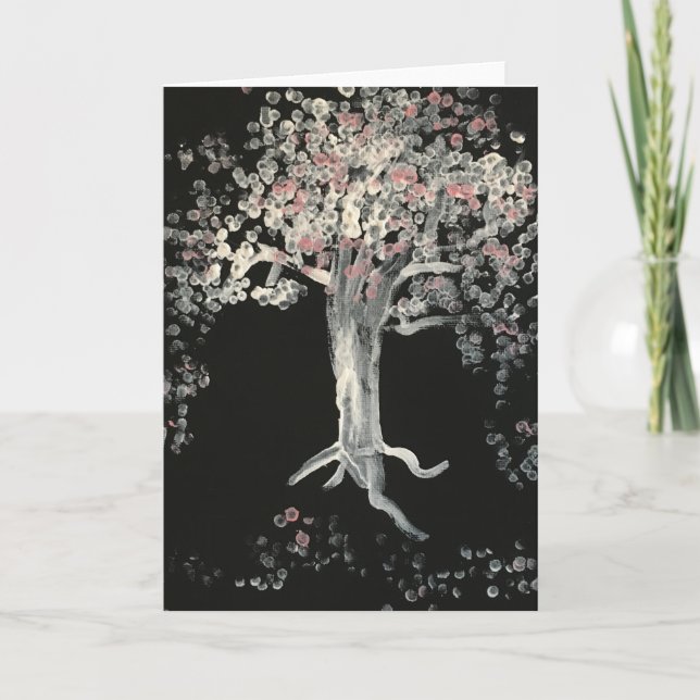 Cartão Árvores da flor de cerejeira em Japão (Frente)