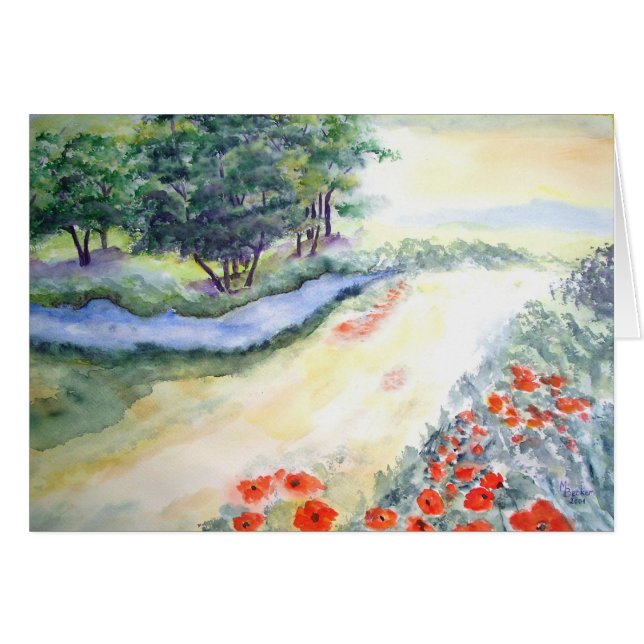 Cartão Árvores De Bach E Poppies De Aquarela (Frente Horizontal)