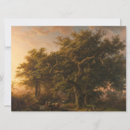 Cartão Árvores de Carvalho em Paisagem Florestal (Cena de