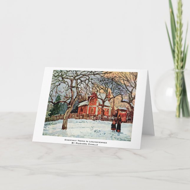 Cartão Árvores de castanha em Louveciennes por Pissarro (Frente)
