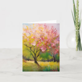 Cartão Árvores de flor de aquarela personalizáveis