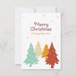 Cartão Árvores de Natal coloridas.