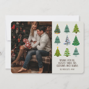 Cartão Árvores de Natal de Foto em Groovy Retro