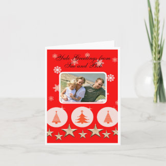 Cartão Árvores de natal vermelho com foto da família