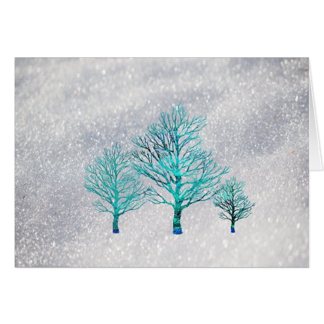 Cartão Árvores e Cristais de Neve (Frente Horizontal)
