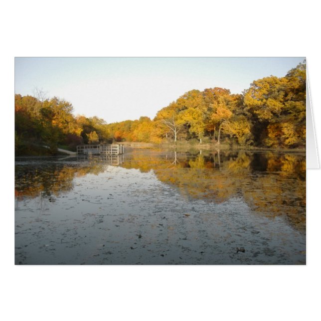 Cartão Árvores e lagoa douradas (Frente horizontal)