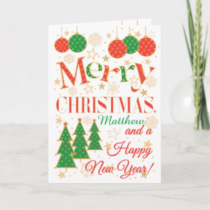 Cartão Árvores e ornamentos de Natal Personalizados