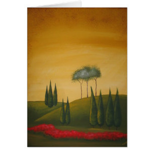 Cartão Árvores e papoilas de Tuscan
