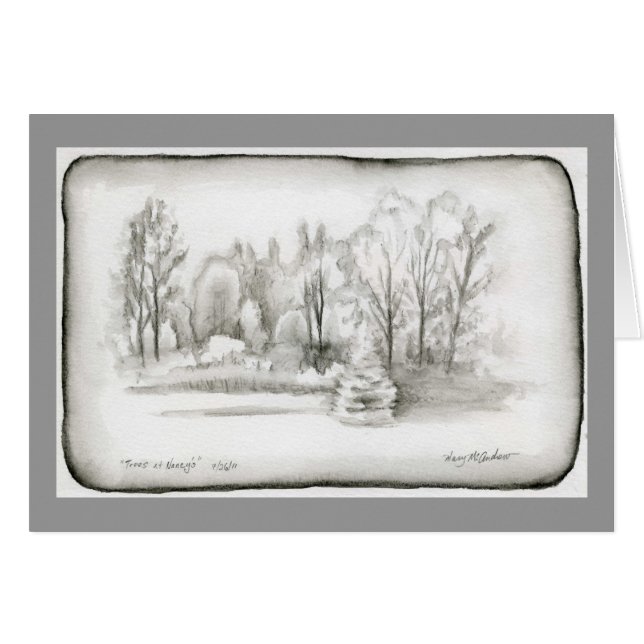 Cartão "Árvores em Nancy " (Frente Horizontal)