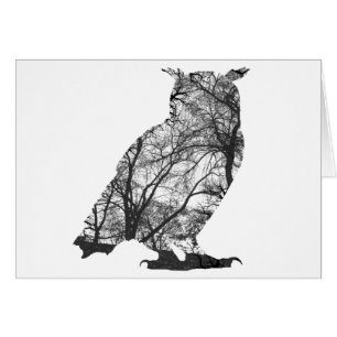 Cartão Árvores florestais de águia-coruja