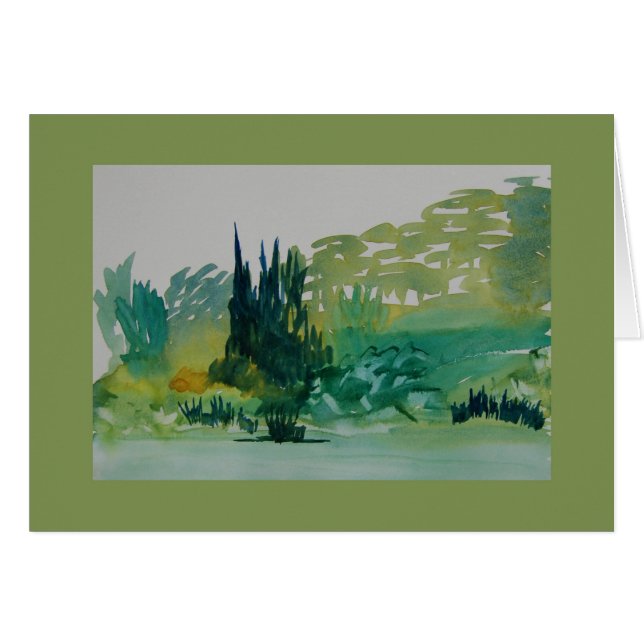 Cartão Árvores verdes em Corbières (Frente Horizontal)