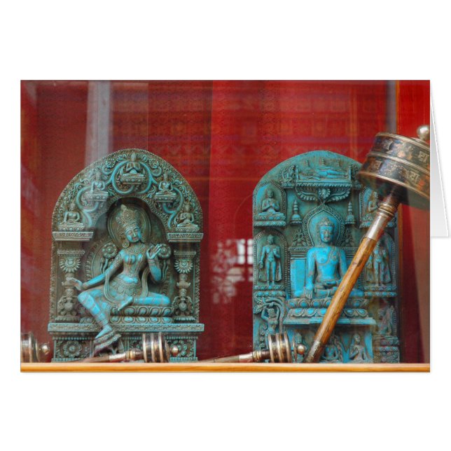 Cartão Arya Tara e senhor Buddha, Bodha, Nepal (Frente Horizontal)