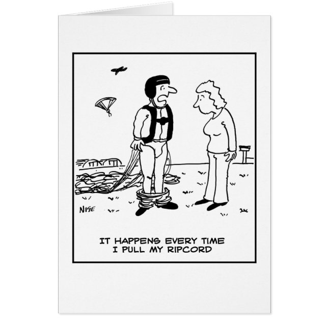 Cartão As calças do paraquedista caem. (Frente)