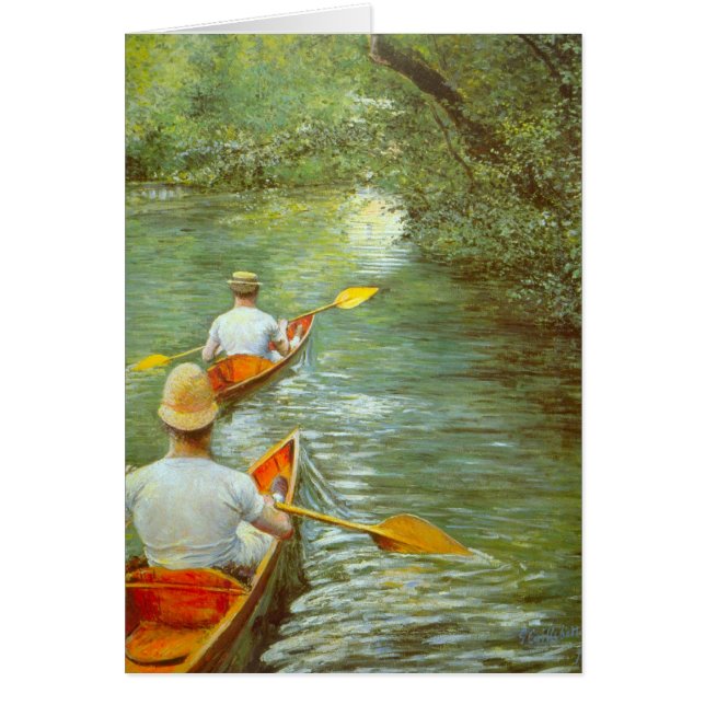 Cartão As canoas, perissois de Gustave Caillebotte (Frente)