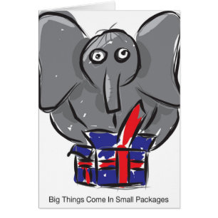 Cartão As coisas grandes vêm em pacotes pequenos