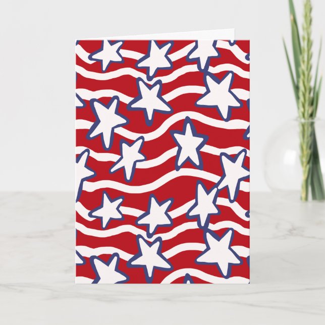Cartão As estrelas e listras fluindo da América (Frente)
